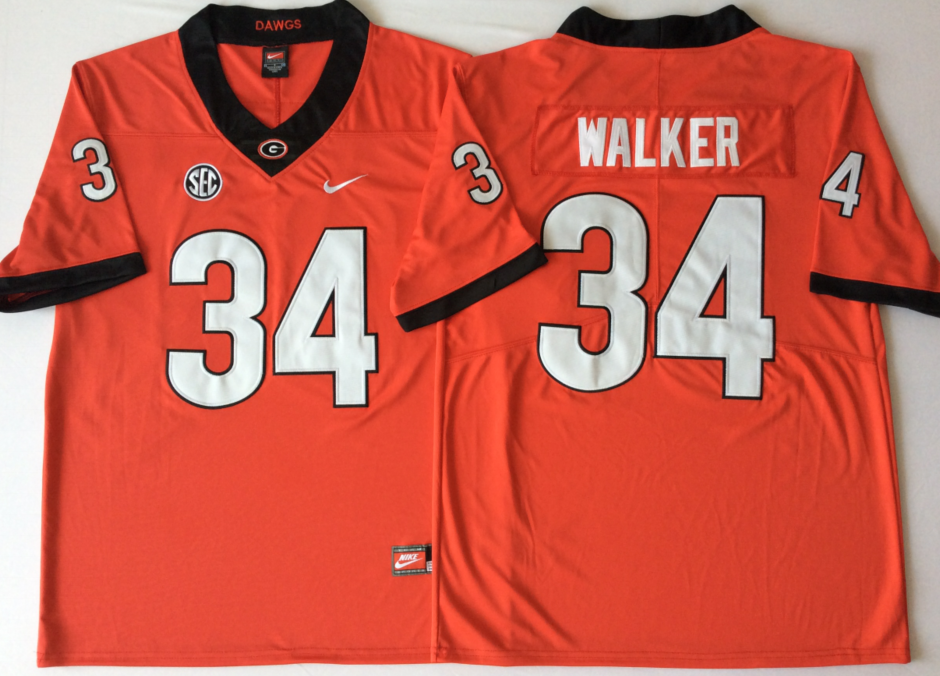 NCAA Men Georgia Bulldogs Red #34 WALKER